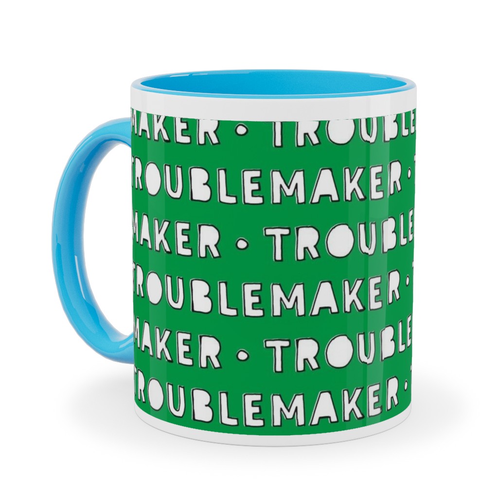 Travel Mugs: Troublemaker - Green Travel Mug With Handle, 17Oz