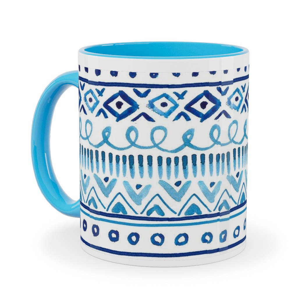 Painted Stripe - Blue Ceramic Mug, Light Blue,  , 11oz, Blue