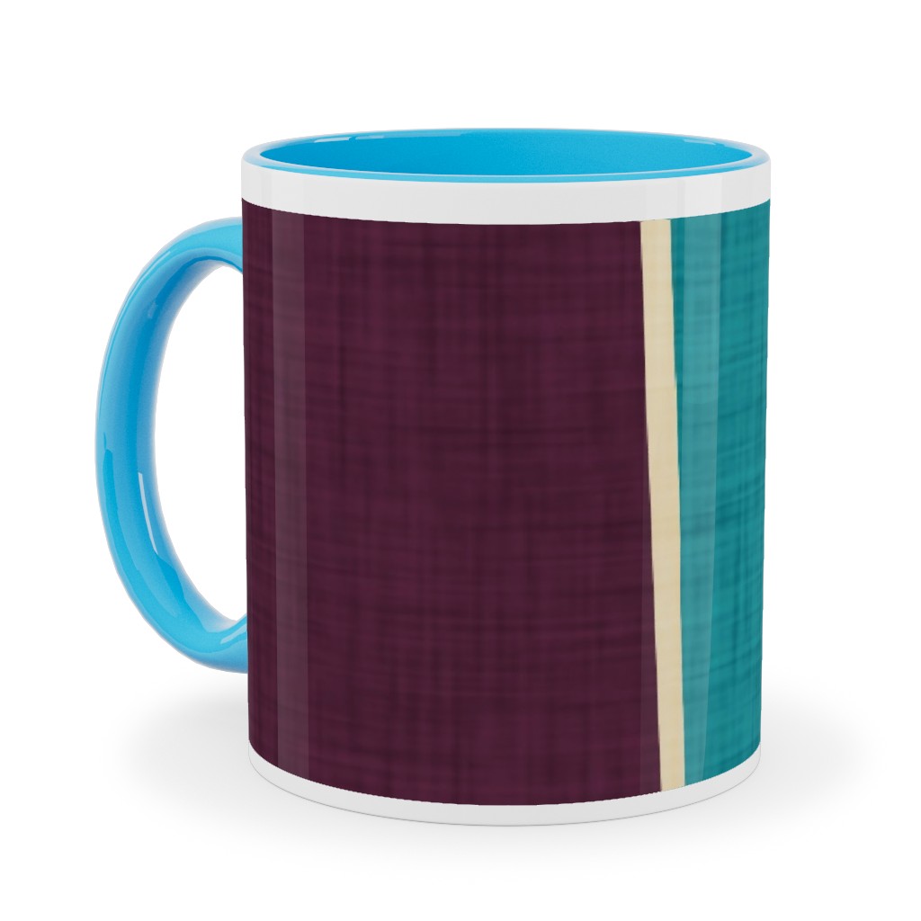 Mid Century Mod Retro Waves - Multi Ceramic Mug, Light Blue,  , 11oz, Multicolor