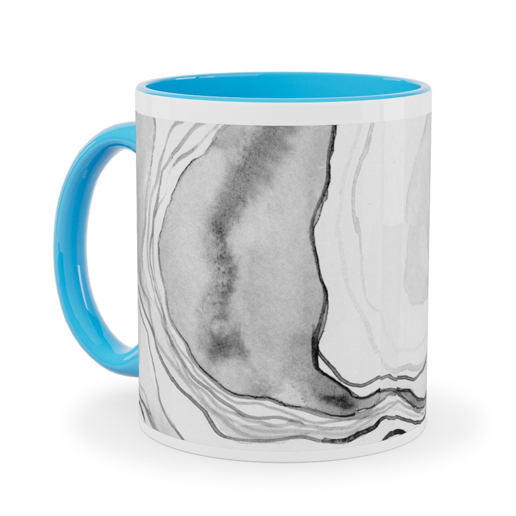 Watercolor Marble Ceramic Mug, Light Blue, , 11oz, Gray, Silver Lining