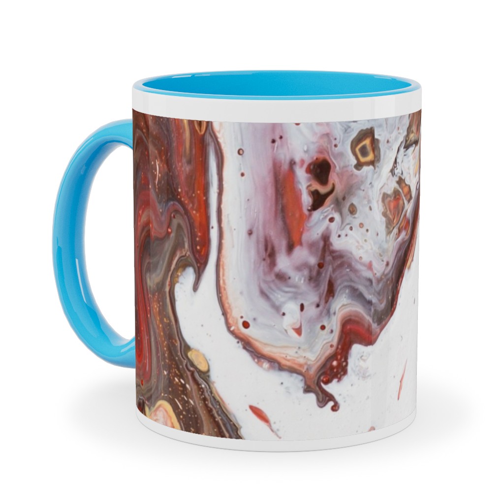 Acrylic Flow Ceramic Mug, Light Blue, , 11oz, Brown, Pebble