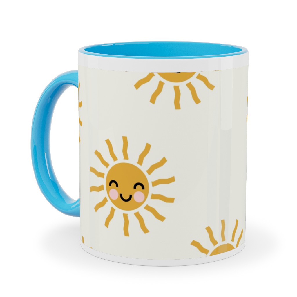 Cute Sunshine - Yellow Ceramic Mug, Light Blue, , 11oz, Yellow, Classic Yellow