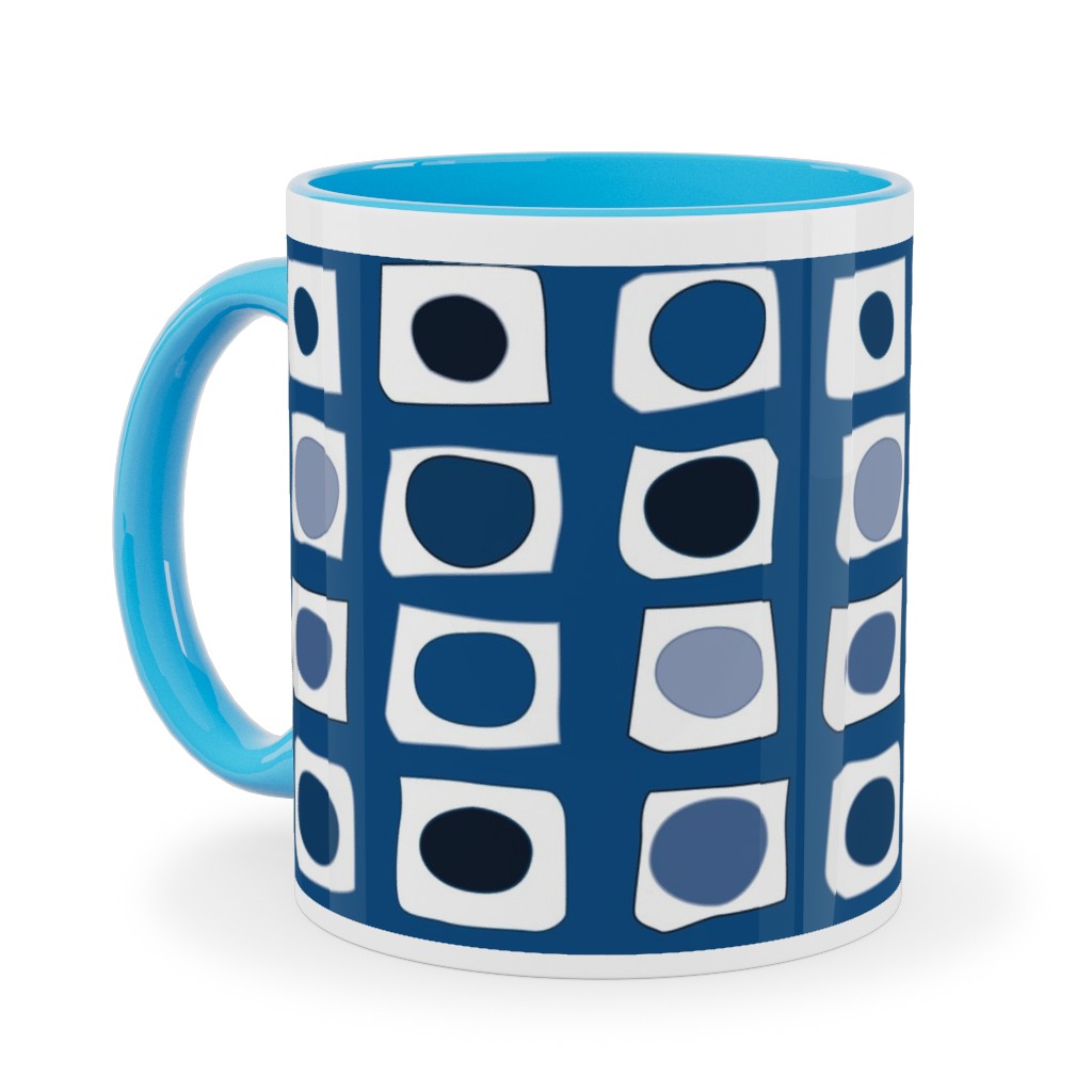 Little White Rectangles - Classic Blue Ceramic Mug, Light Blue,  , 11oz, Blue