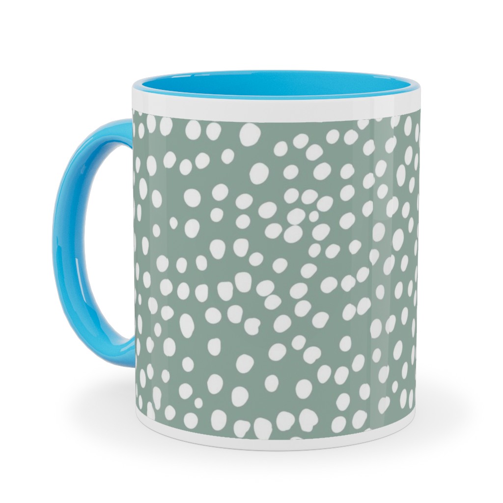 Cheetah - Sage Green Ceramic Mug, Light Blue, , 11oz, Green, Classic Green