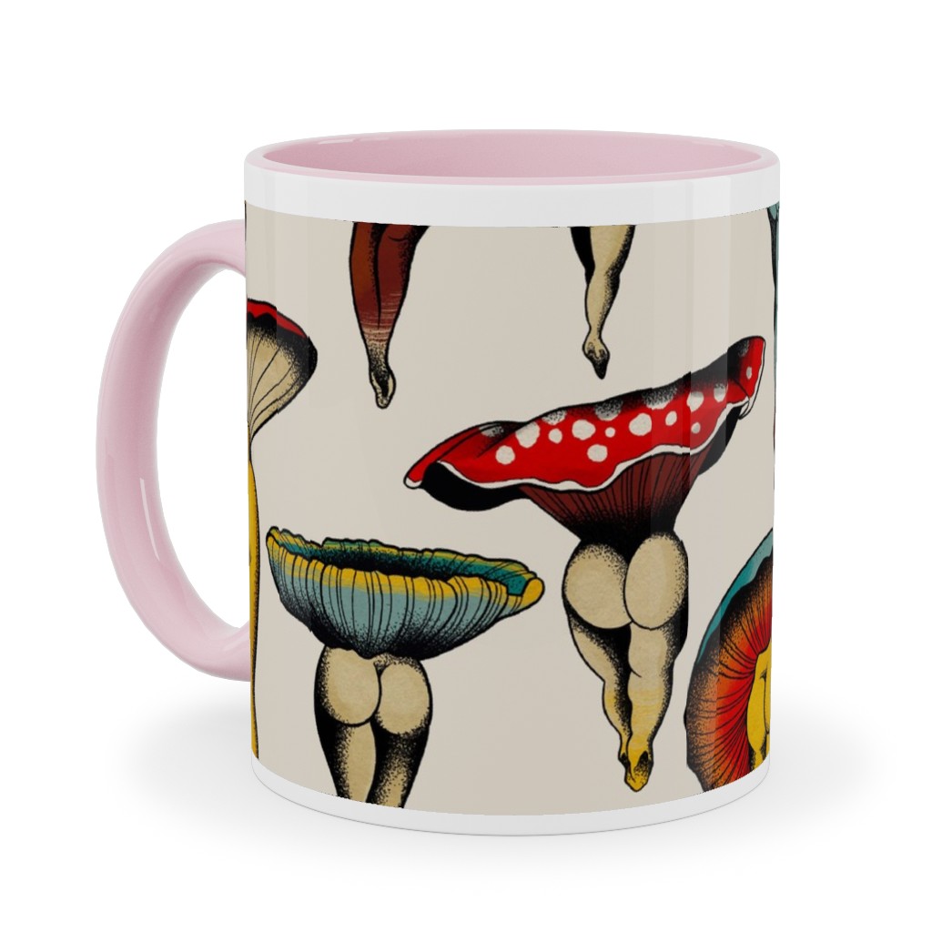 Sexy Mushrooms Ceramic Mug, Pink, , 11oz, Multicolor