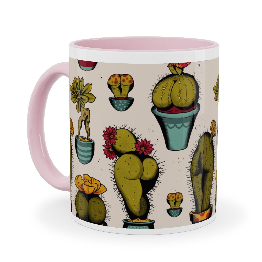 Sexy Cactus - Multicolor Ceramic Mug, Pink, , 11oz, Multicolor