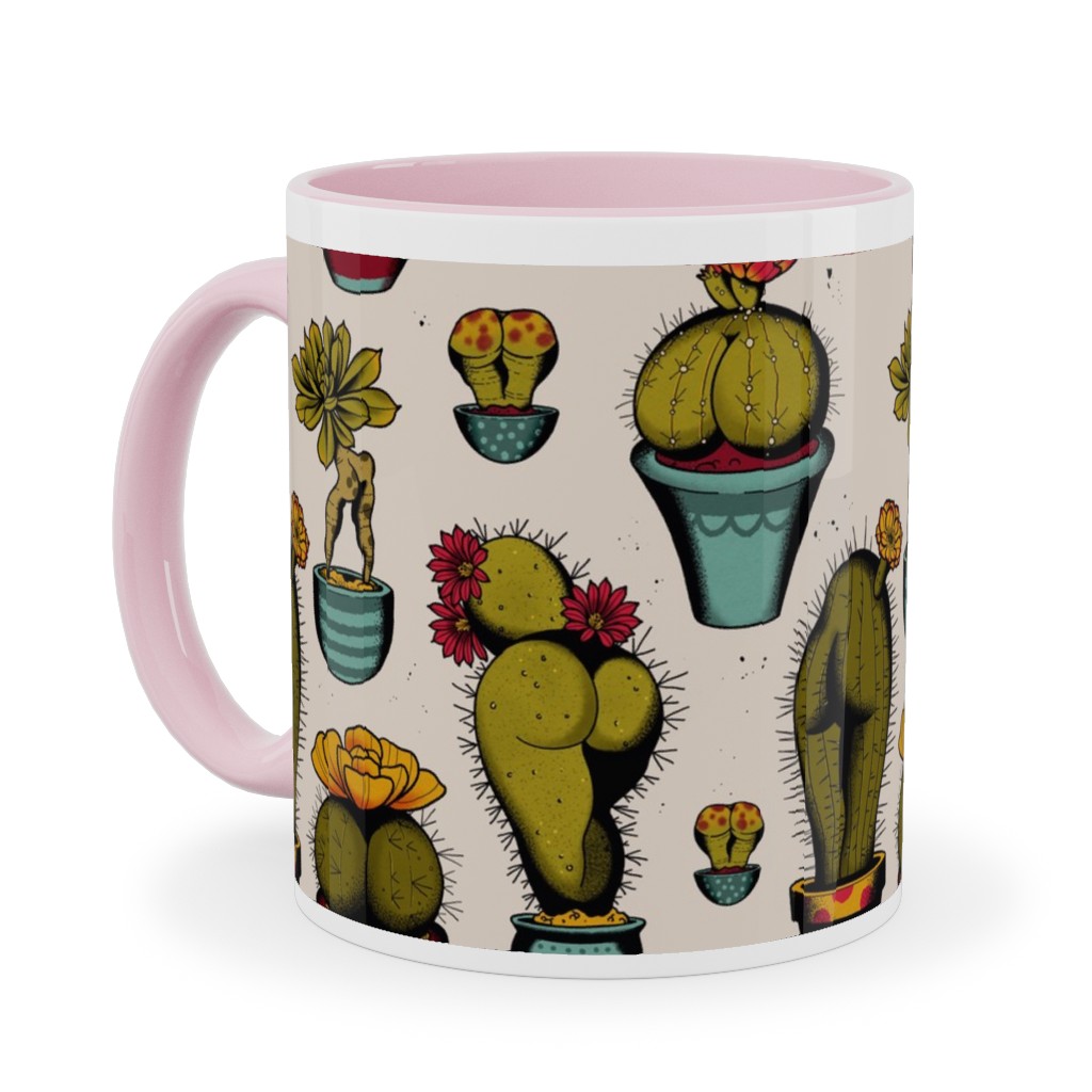 Sexy Cactus - Multicolor Ceramic Mug, Pink,  , 11oz, Multicolor