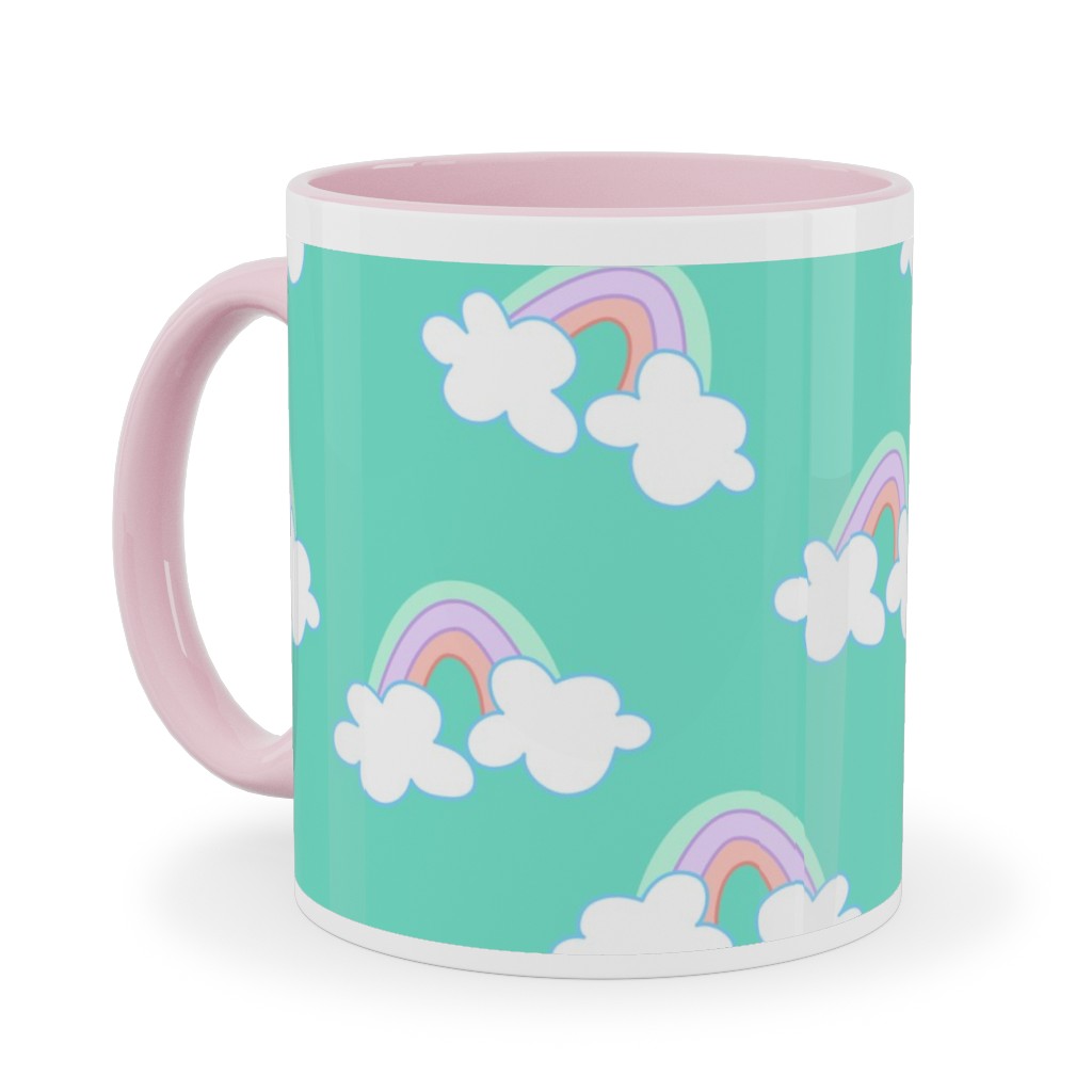 Nicola Unicorn Rainbows Ceramic Mug, Pink, , 11oz, Green, Boardwalk