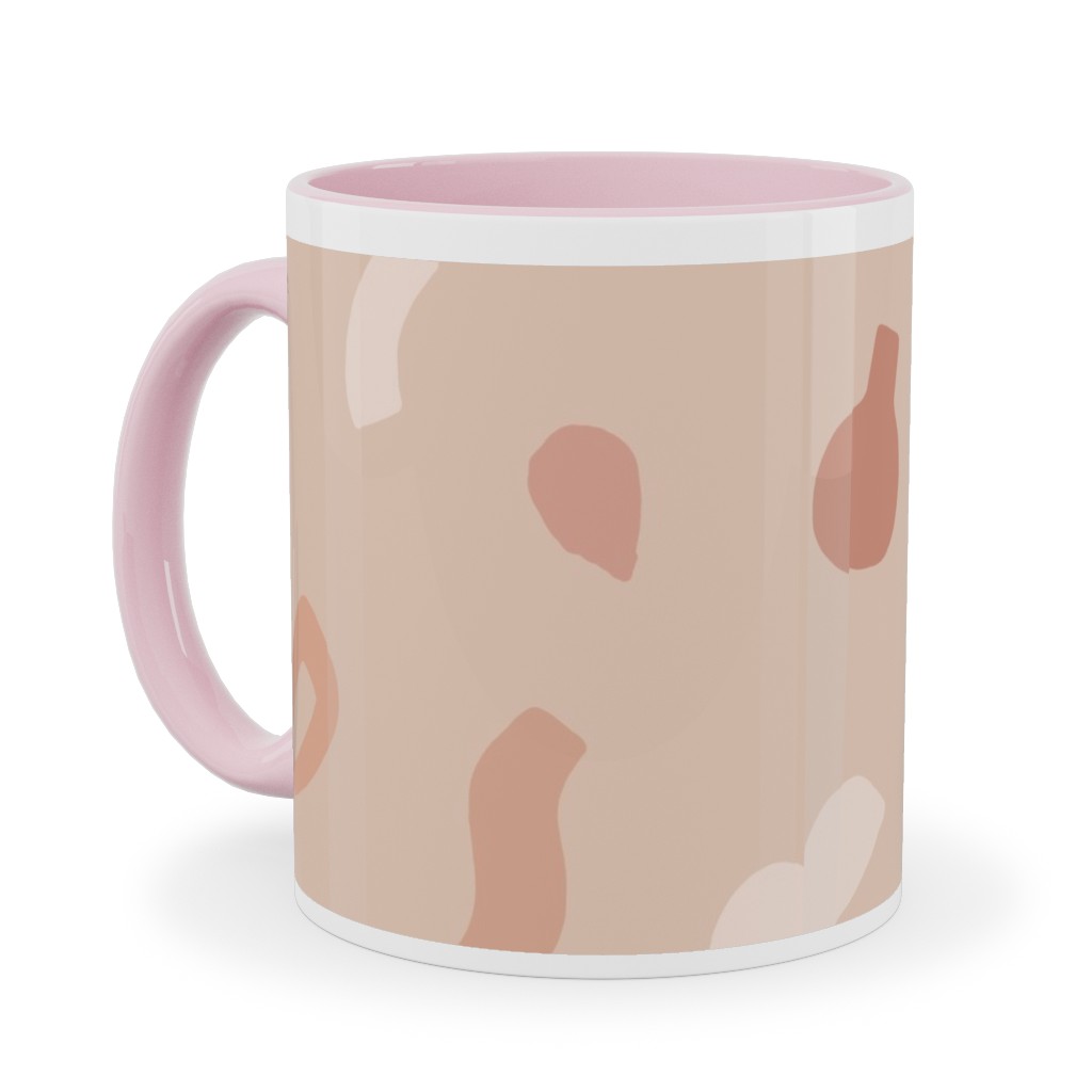 Organic Cut Shapes - Pink Clay Ceramic Mug, Pink,  , 11oz, Pink