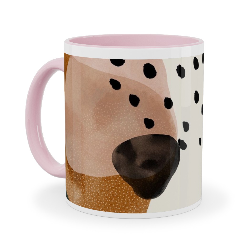 Geometric Pattern - Muted Ceramic Mug, Pink, , 11oz, Multicolor