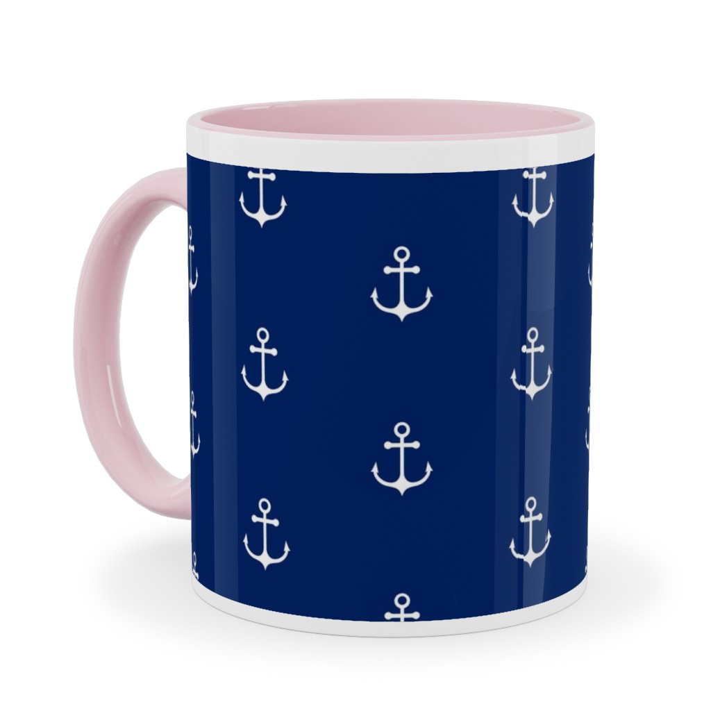 Anchor - Cobalt Blue Ceramic Mug, Pink, , 11oz, Blue, True Blue