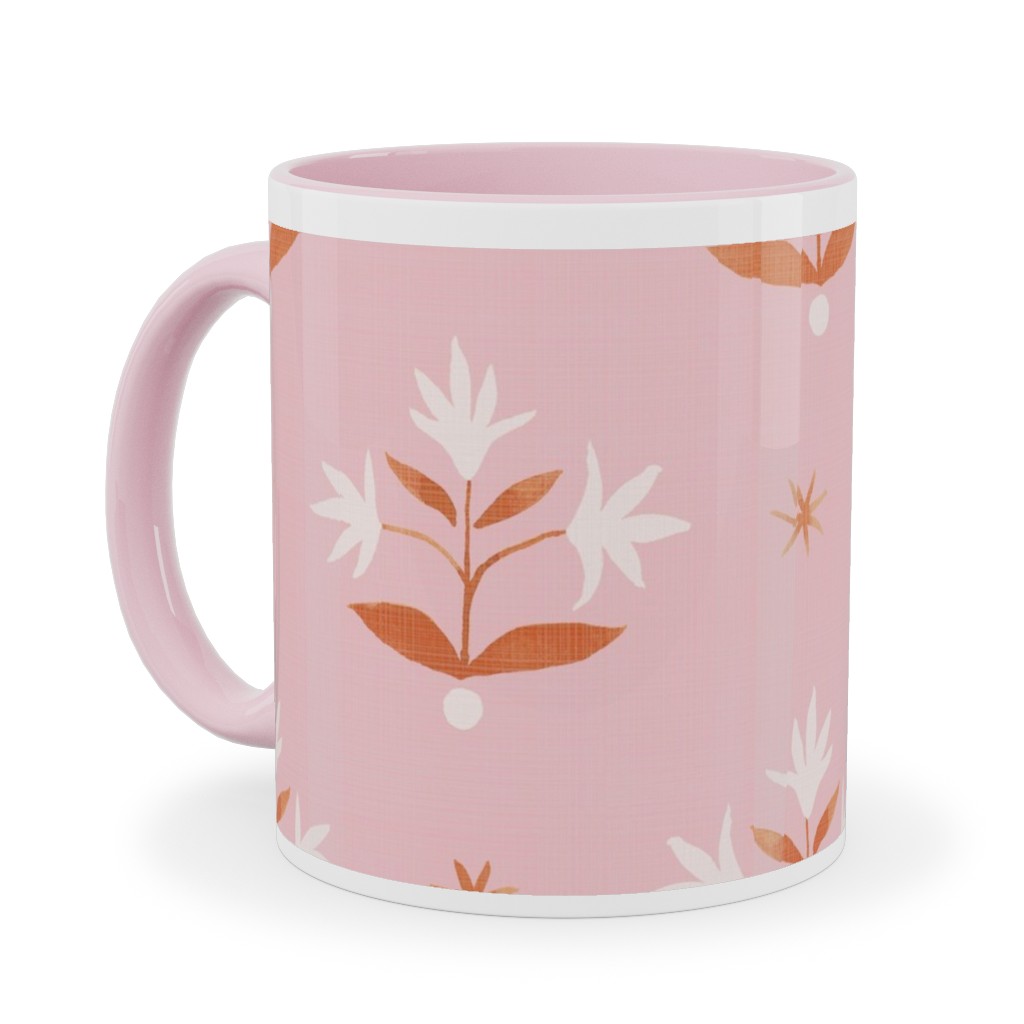 Thistle Stars - Pink and Orange Ceramic Mug, Pink,  , 11oz, Pink