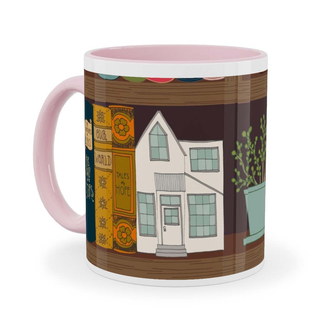 a Treasured Library Ceramic Mug, Pink, , 11oz, Multicolor, Hunter