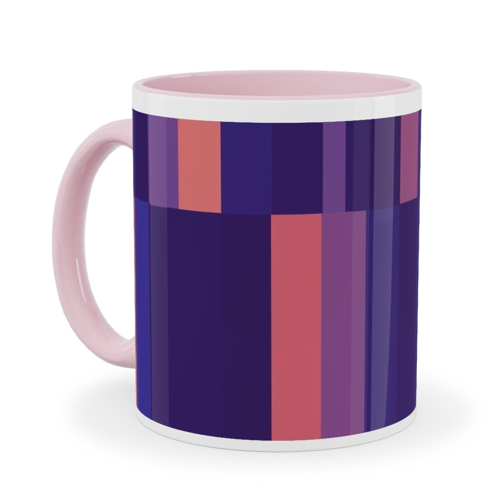 Stipe and Square - Dark Ceramic Mug, Pink, , 11oz, Purple, Purple
