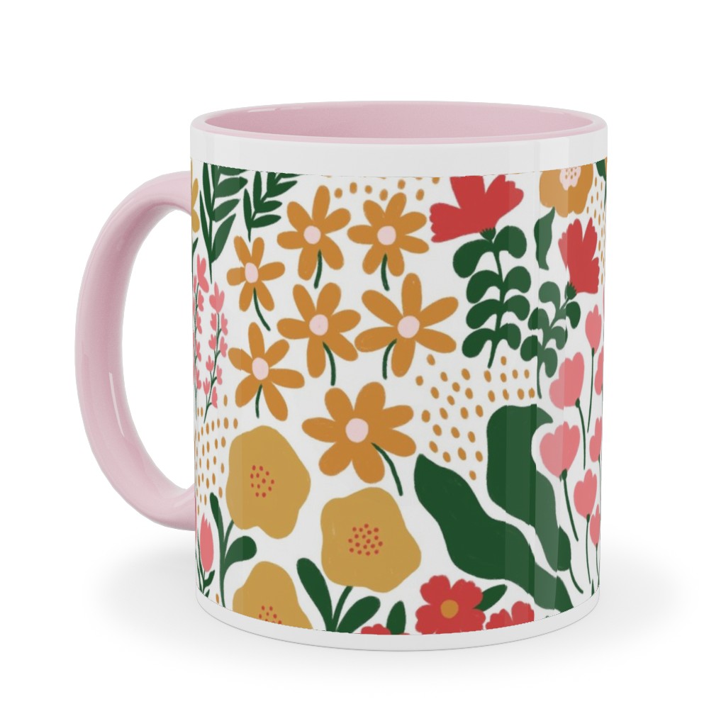 Wild Meadow - Light Ceramic Mug, Pink,  , 11oz, Multicolor