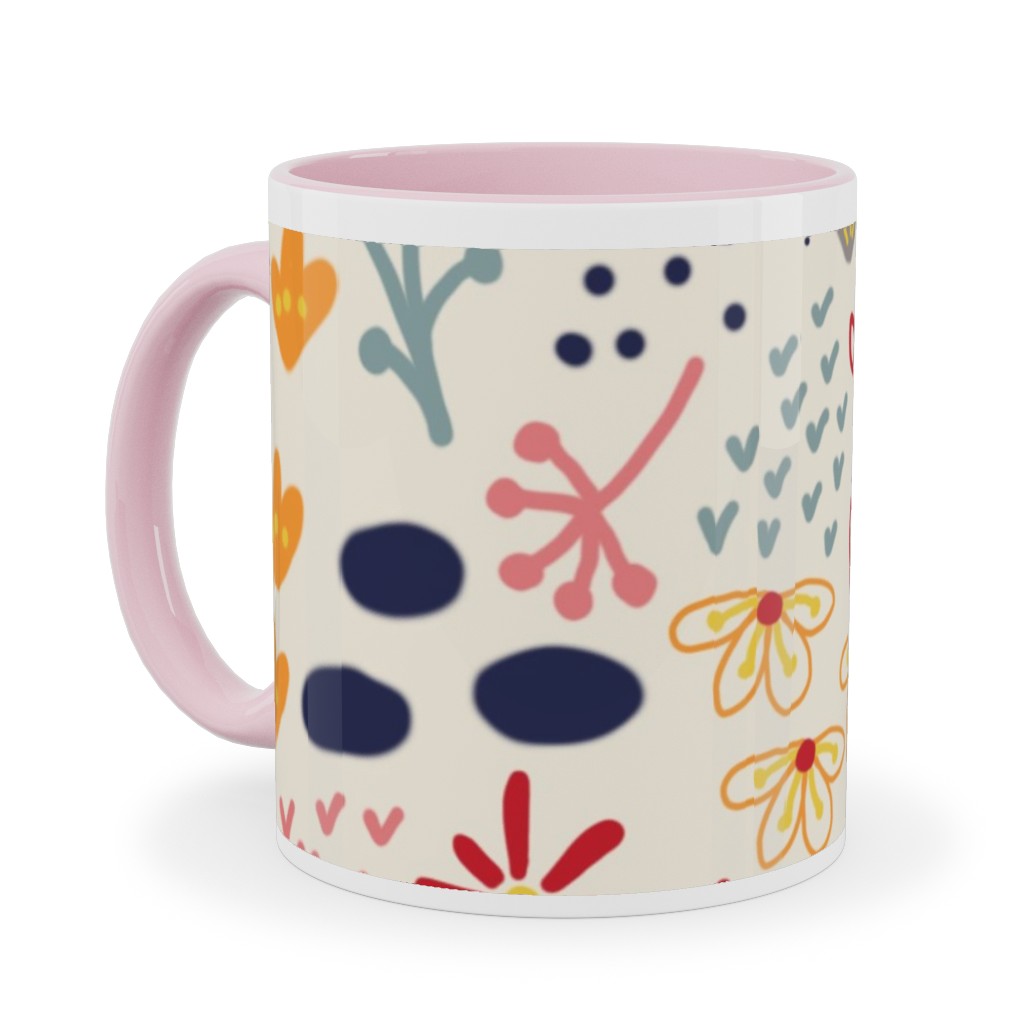 Summer Floral - Light Ceramic Mug, Pink, , 11oz, Multicolor