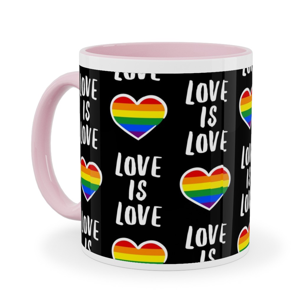Love Is Love - Black Ceramic Mug, Pink, , 11oz, Multicolor