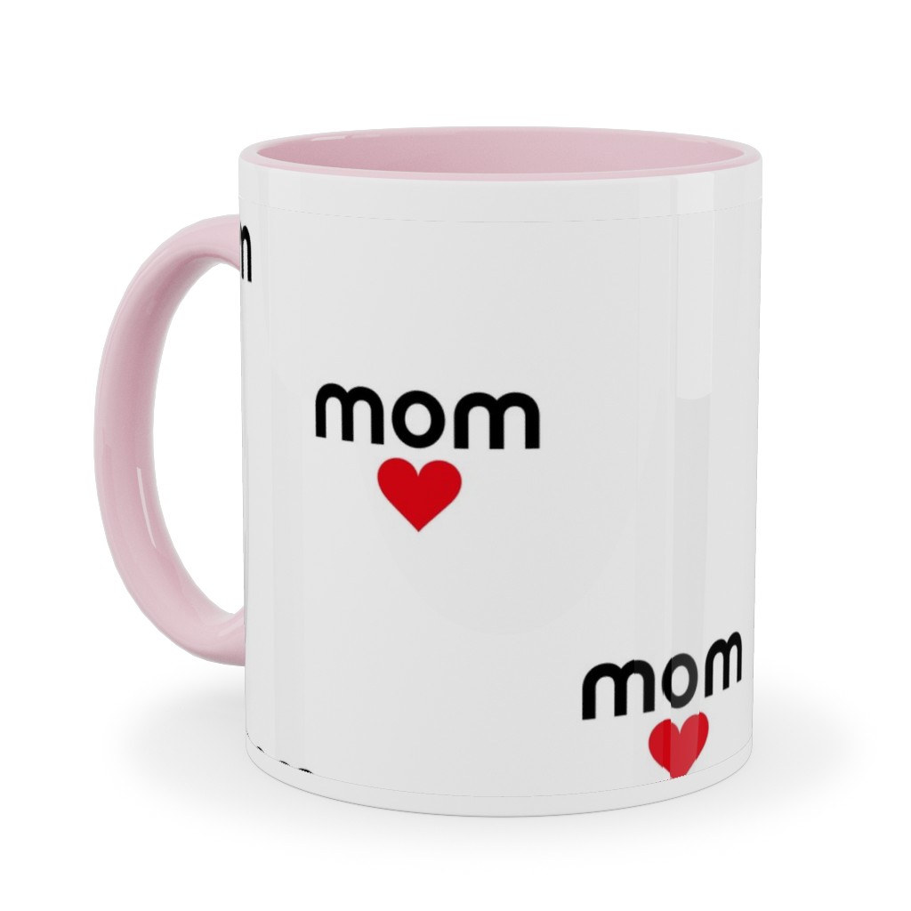 Mom Is Love - Hearts - Black White Red Ceramic Mug, Pink, , 11oz, Red, Red