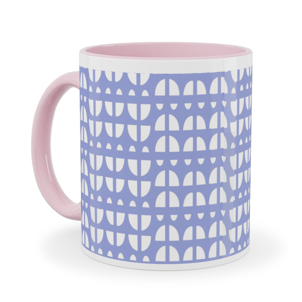 Geometric - Blue Ceramic Mug, Pink, , 11oz, Blue, True Blue