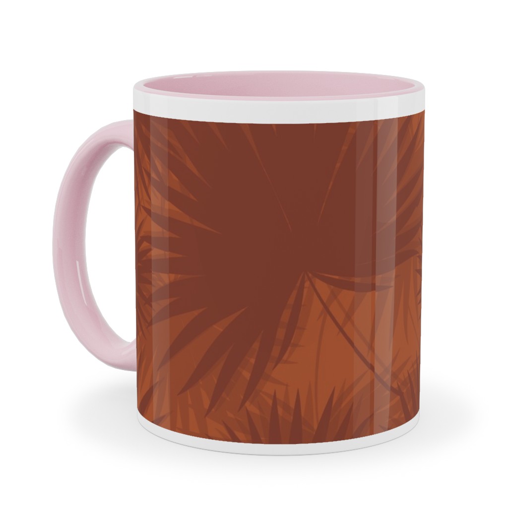 Sabal Palm Toss - Rust Ceramic Mug, Pink, , 11oz, Orange, Orange