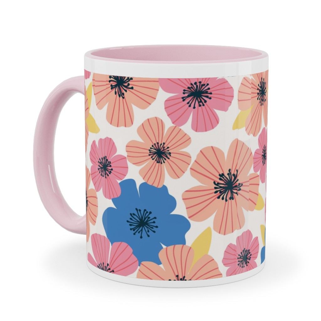 Flowerburst - Summer Mix Ceramic Mug, Pink, , 11oz, Pink, Bright Pink