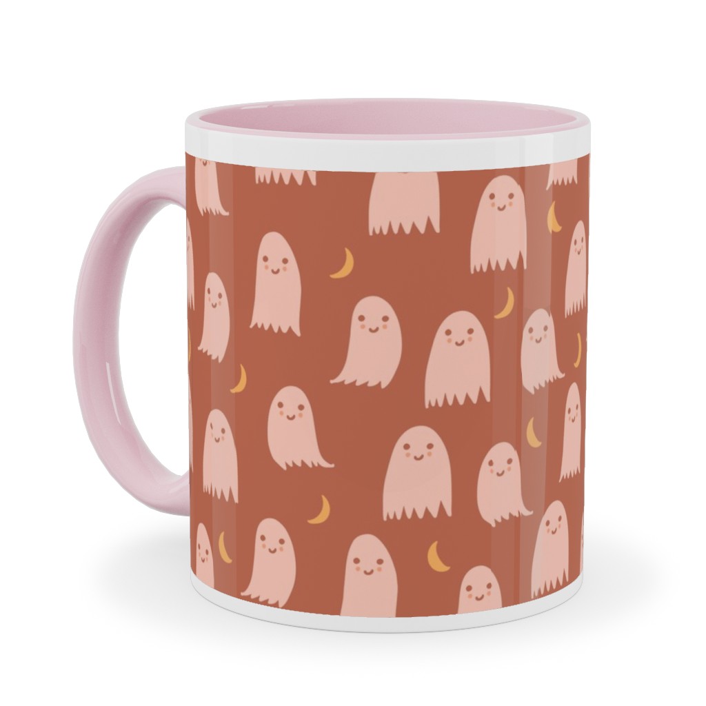 Cute Halloween Ghosts Ceramic Mug, Pink,  , 11oz, Pink
