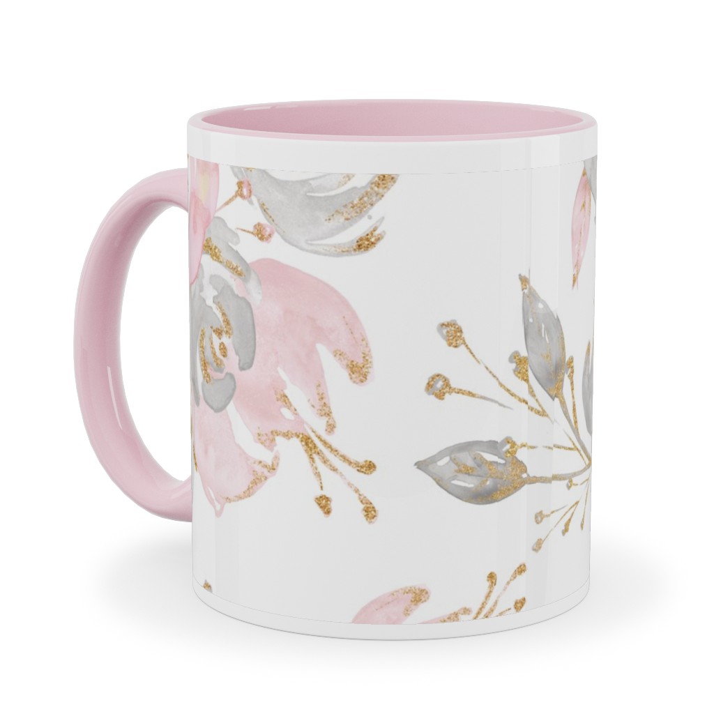 Floral - Blush Ceramic Mug, Pink,  , 11oz, Pink