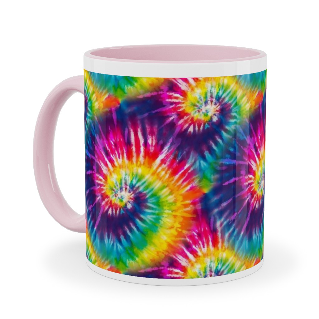 Colorful Rainbow Tie Dye Swirl - Multi Ceramic Mug, Pink,  , 11oz, Multicolor