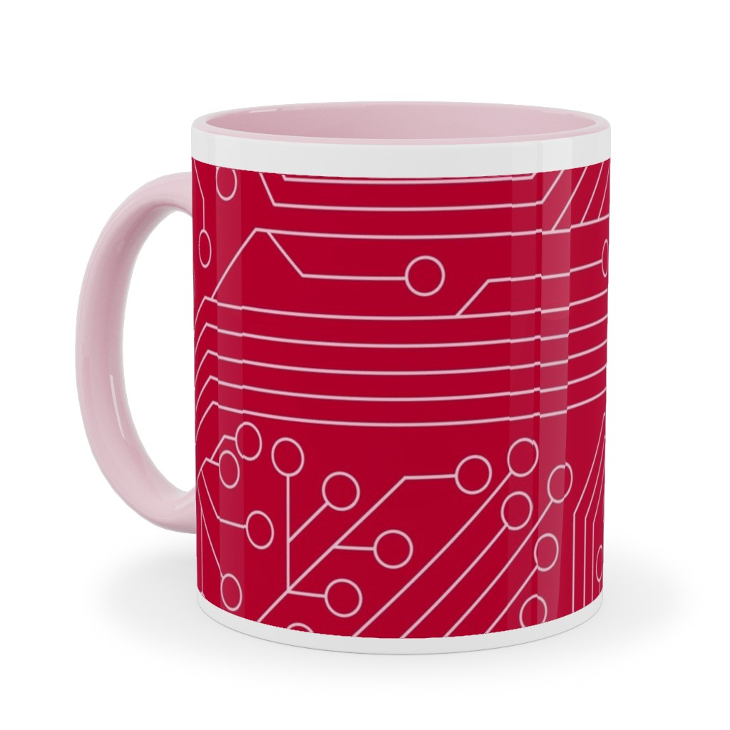 Motherboard Computer Science Ceramic Mug, Pink,  , 11oz, Red