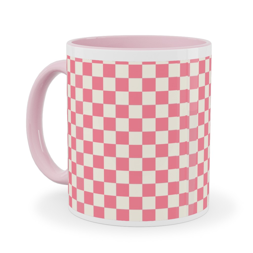 Checkered - Pink Ceramic Mug, Pink,  , 11oz, Pink