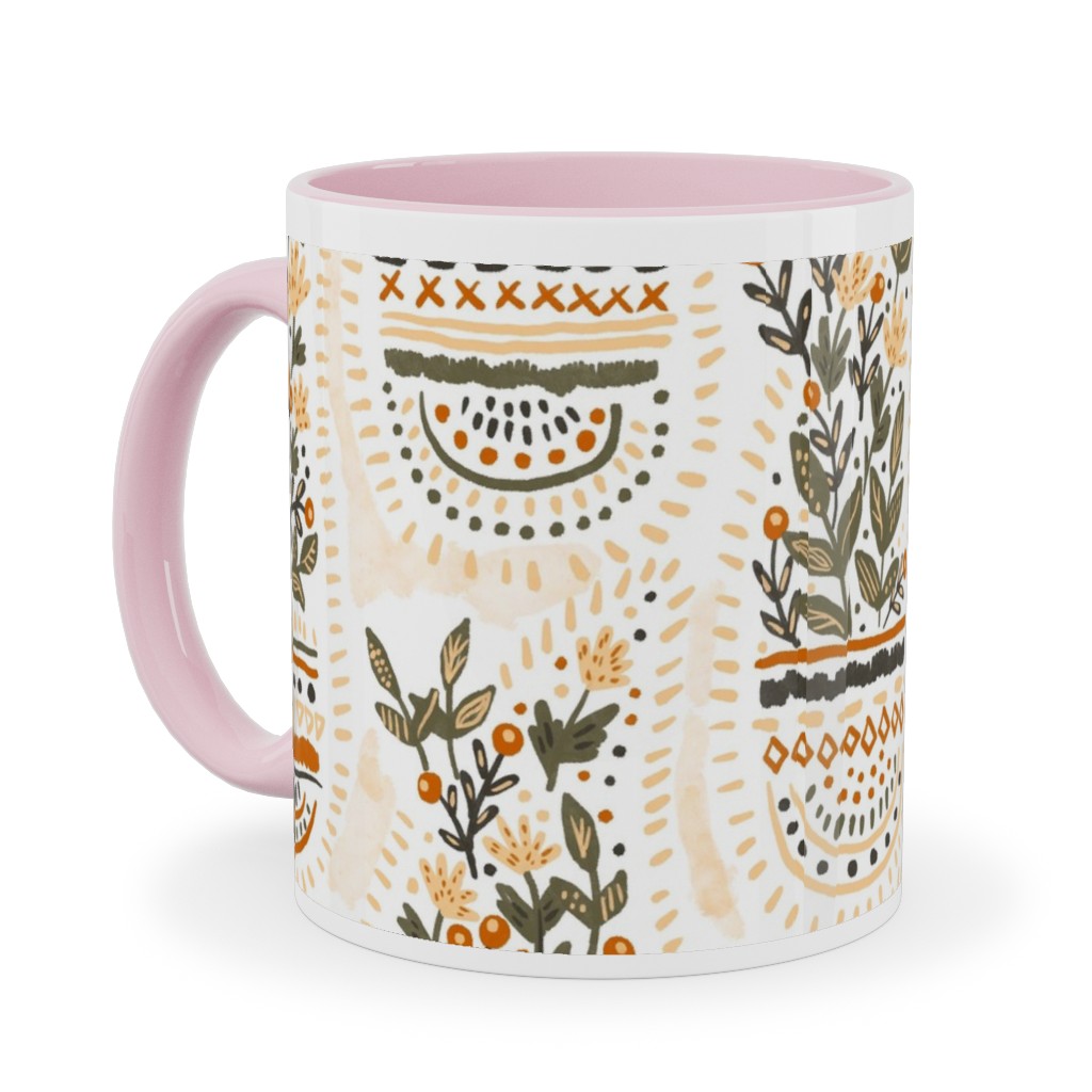 the Gardener's Pocket - Earthy Ceramic Mug, Pink,  , 11oz, Beige