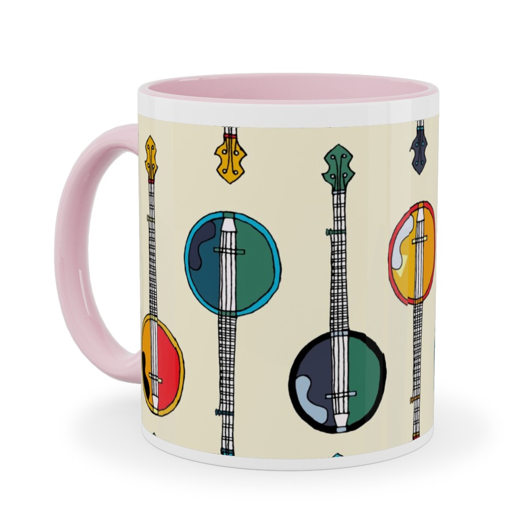 Banjo Bluegrass - Multicolor Ceramic Mug, Pink, , 11oz, Multicolor