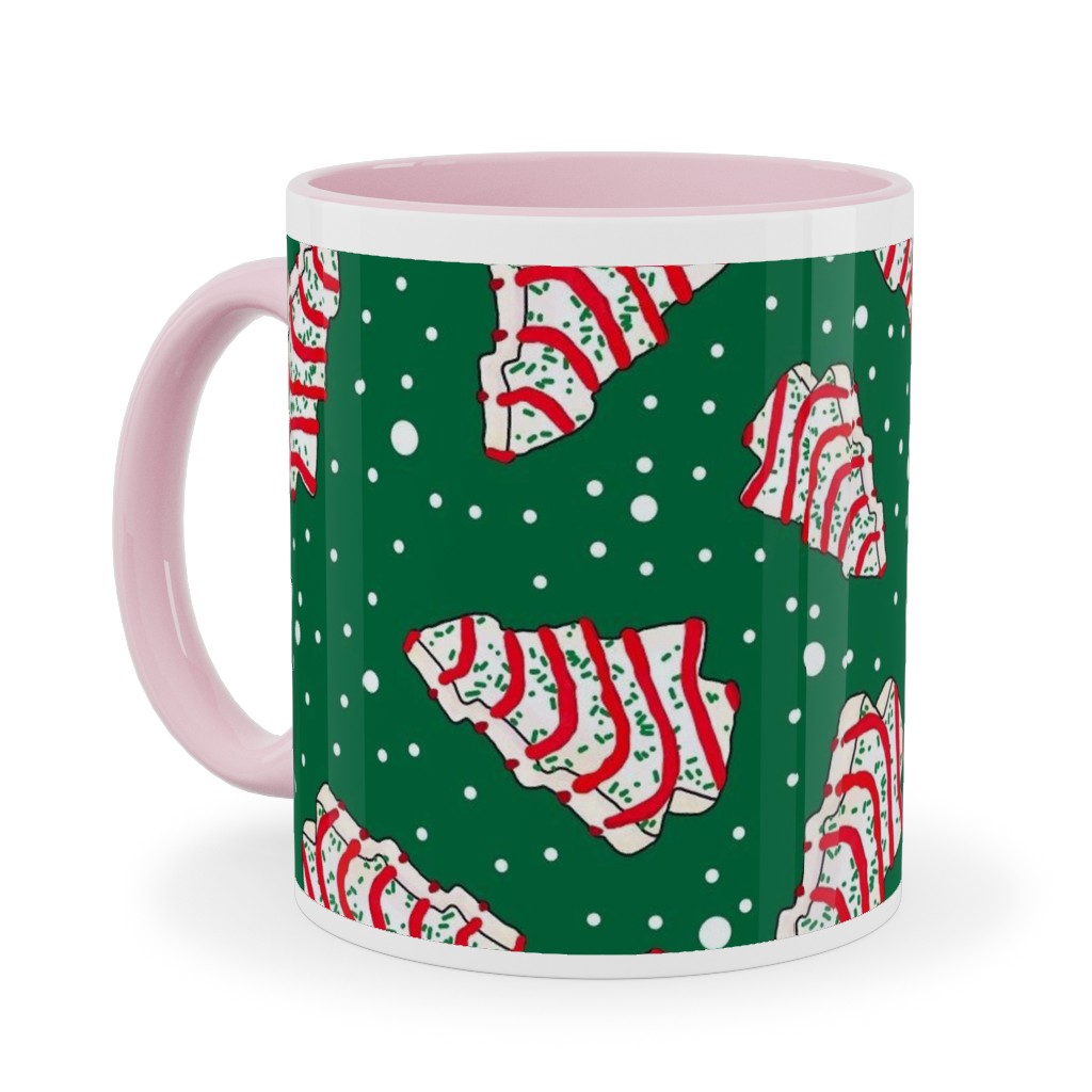 Christmas Tree Snack - Green Ceramic Mug, Pink,  , 11oz, Green