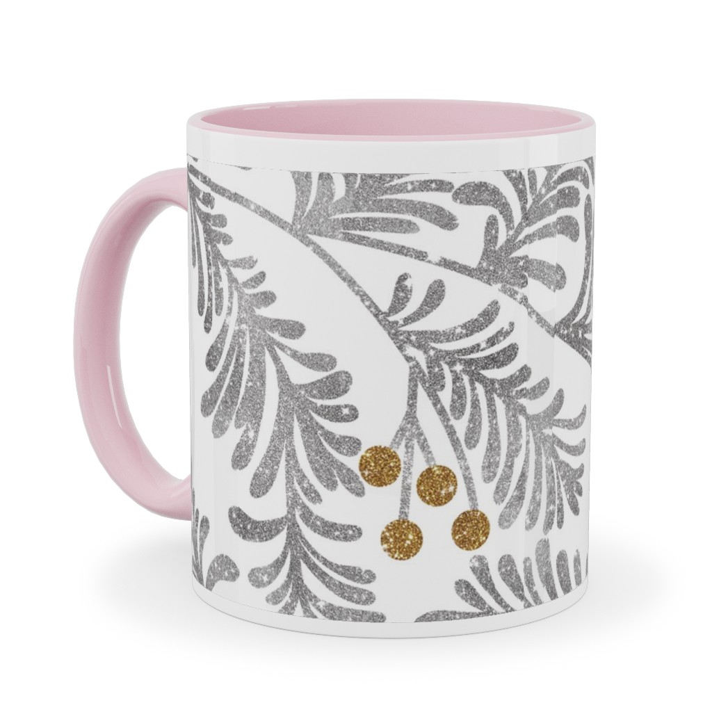 Winter Branches Ceramic Mug, Pink, , 11oz, Gray, Smoke