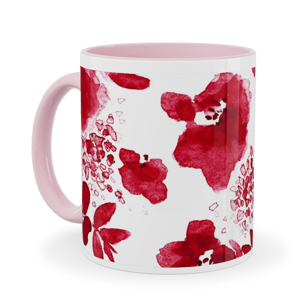 Floret Floral - Red Ceramic Mug, Pink,  , 11oz, Red