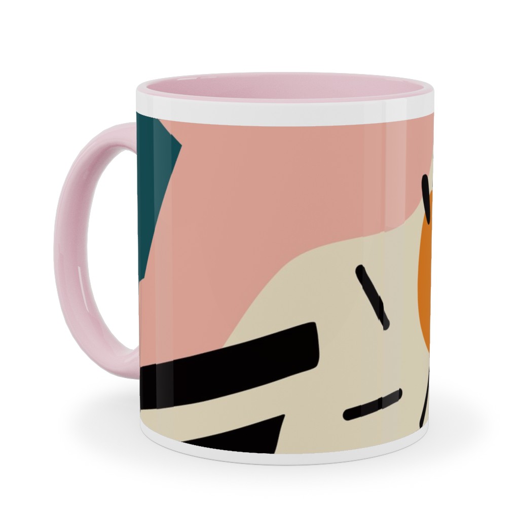 Abstract Flora - Pink and Blue Ceramic Mug, Pink, , 11oz, Multicolor