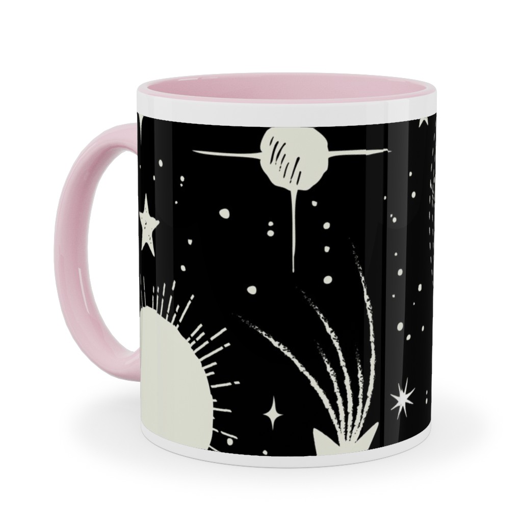 Solar System Ceramic Mug, Pink, , 11oz, Black, Shadow Box