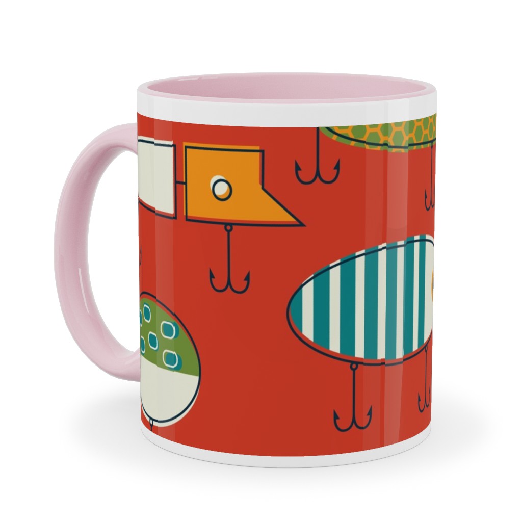 Hooked Up Ceramic Mug, Pink, , 11oz, Multicolor, Rich Red