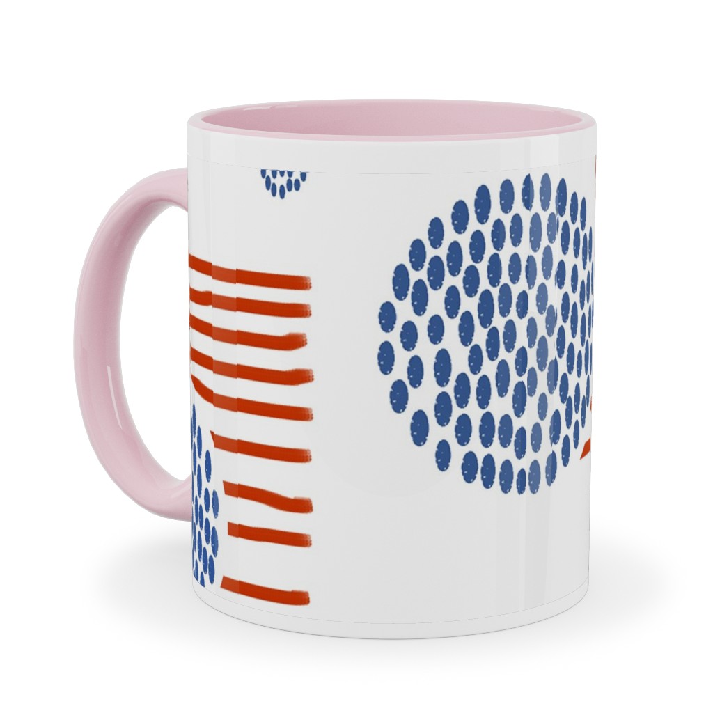Imperfection in Red, White and Blue Ceramic Mug, Pink, , 11oz, Red, Red