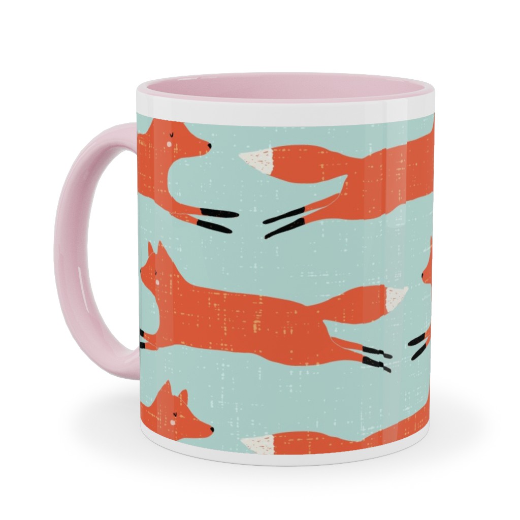 Little Orange Fox - Orange and Green Ceramic Mug, Pink,  , 11oz, Orange