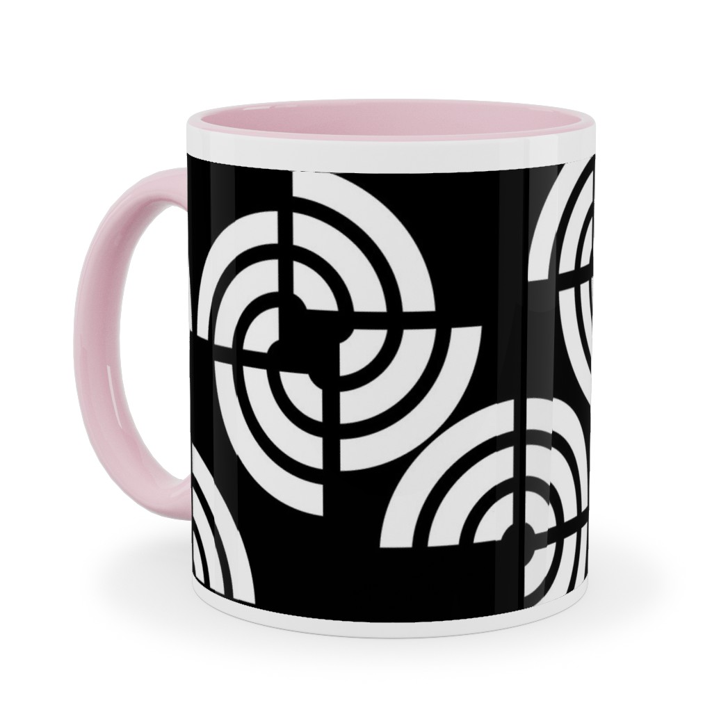 Beethoven - Black and White Ceramic Mug, Pink,  , 11oz, Black