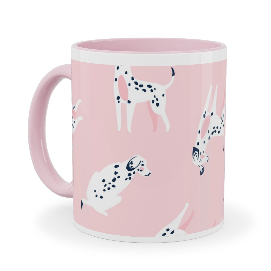 Funny Dalmatian - Pink Ceramic Mug, Pink, , 11oz, Pink, Bright Pink