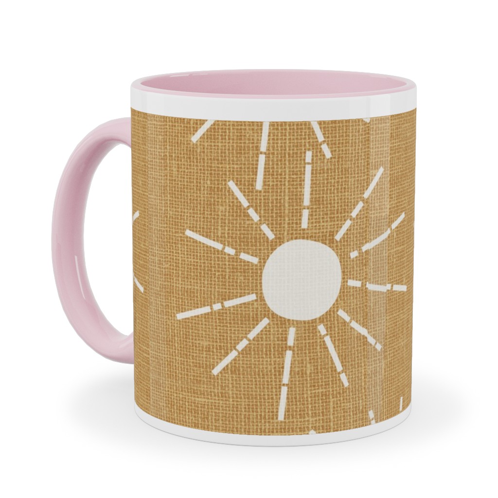 Summer Sunshine - Mustard Yellow Ceramic Mug, Pink,  , 11oz, Yellow