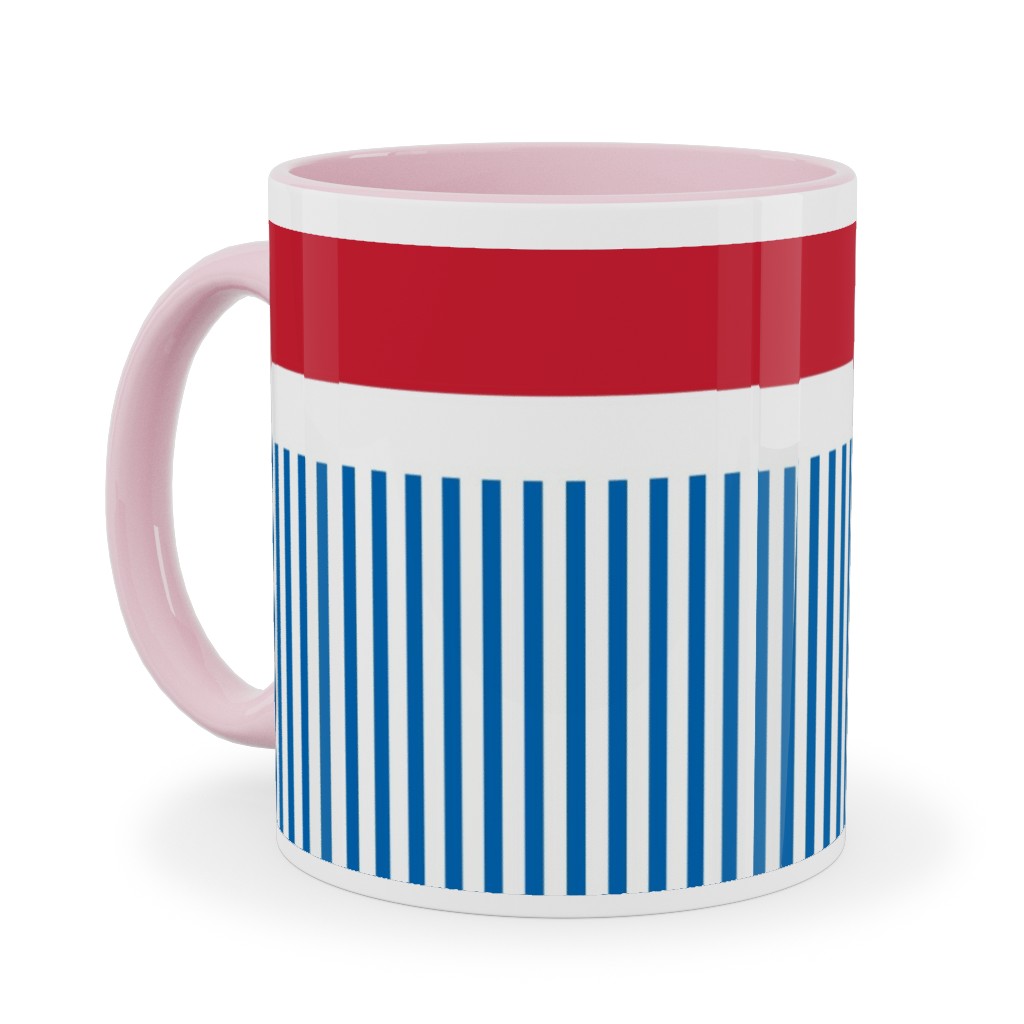 American Flag - Red, White and Royal Blue Ceramic Mug, Pink, , 11oz, Blue, True Blue