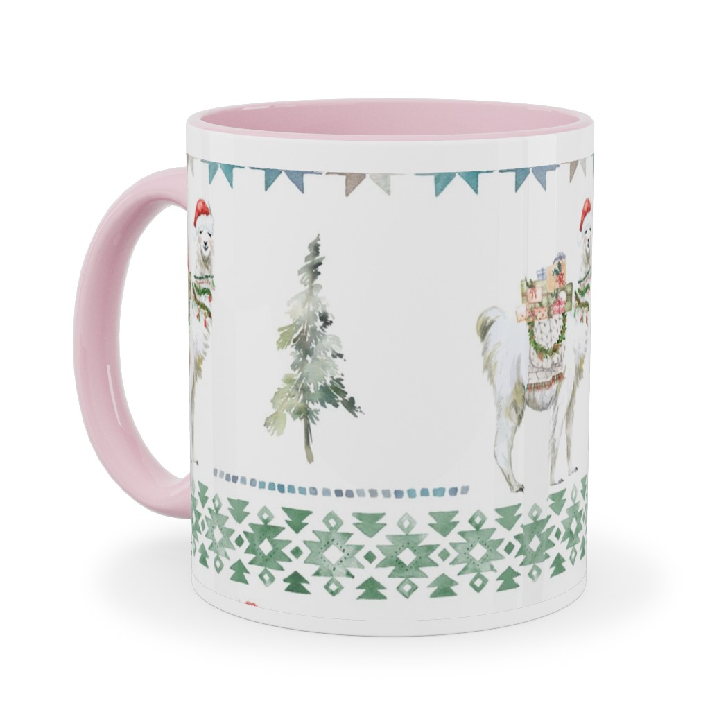 Christmas Llama Sweater Print - Multi Ceramic Mug, Pink,  , 11oz, Multicolor