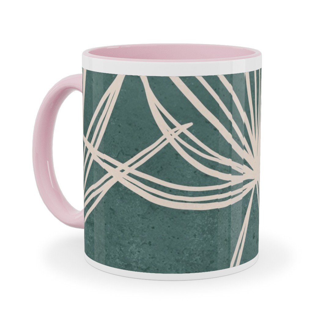Palm Fronds Fan - Green Ceramic Mug, Pink, , 11oz, Green, Classic Green