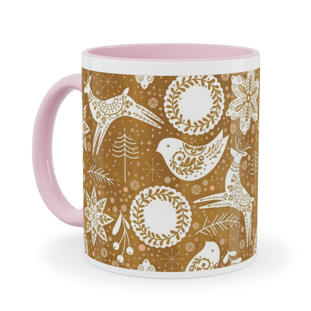 Gingerbread Forest - Brown Ceramic Mug, Pink, , 11oz, Brown, Brown