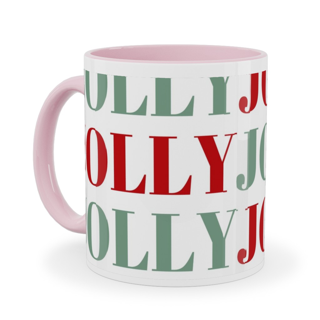 Jolly Print - Red and Green Ceramic Mug, Pink, , 11oz, Red, Red