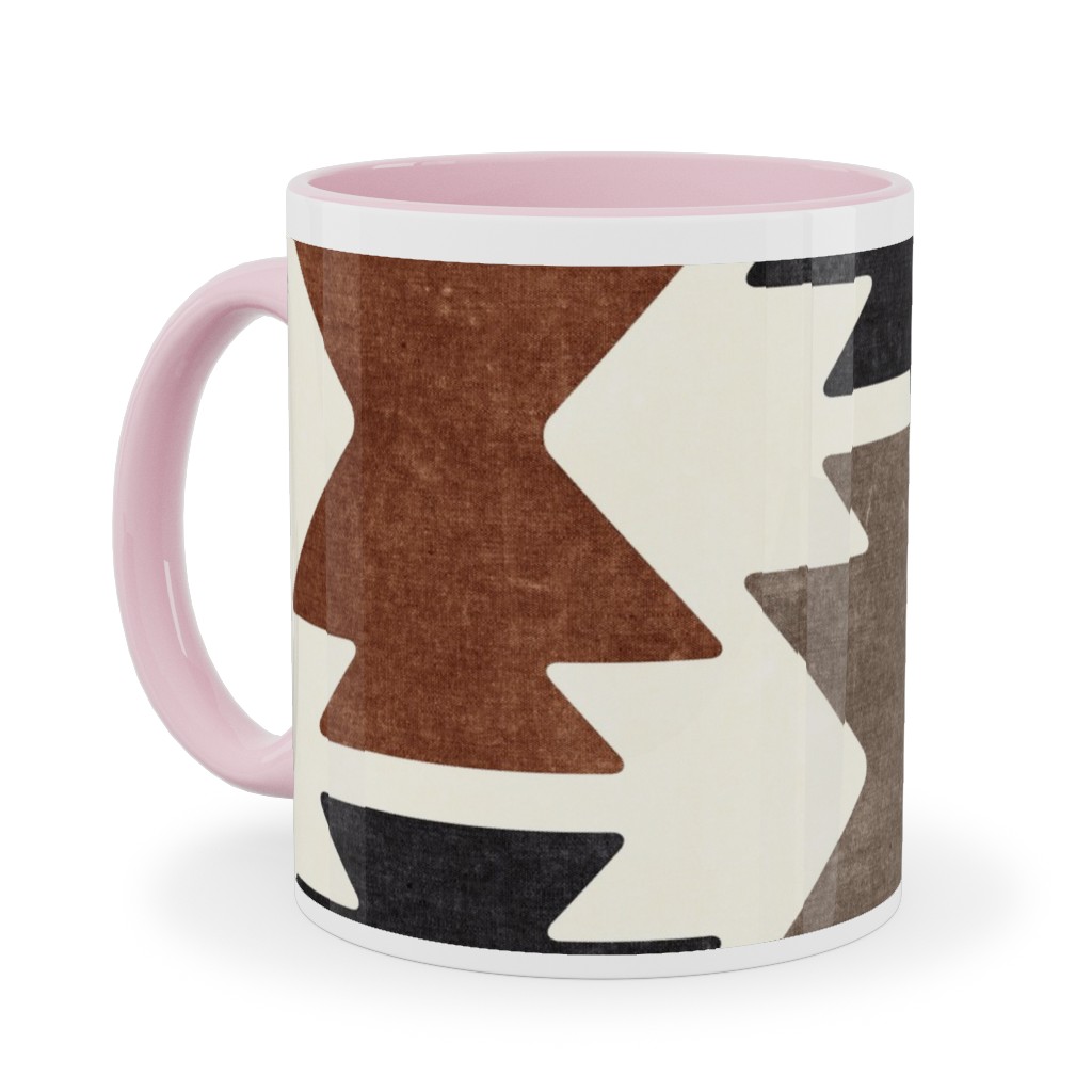 Bohemian Aztec Ceramic Mug, Pink, , 11oz, Brown, Chestnut