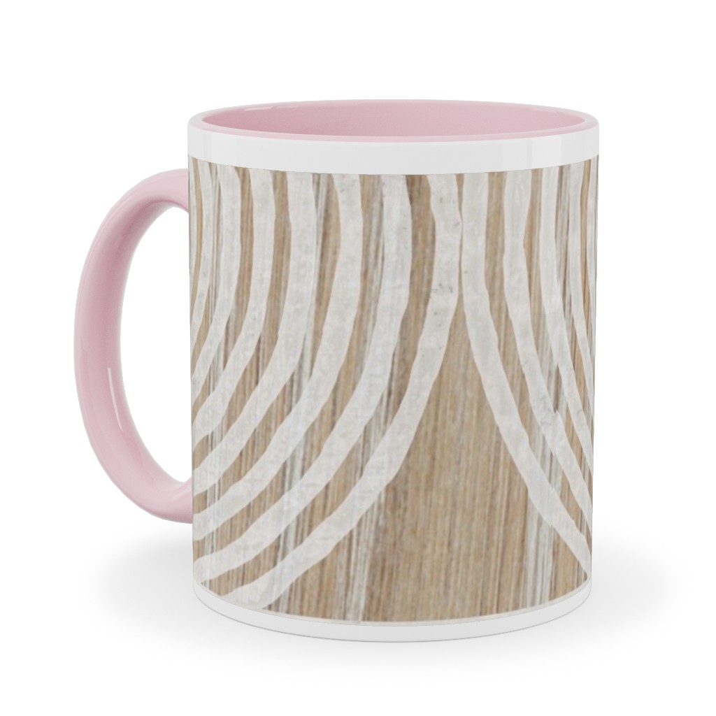 Boho Tribal Woodcut Geometric Shapes Ceramic Mug, Pink, , 11oz, Beige, Rye